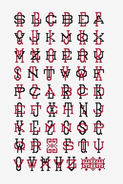 haft krzyżykowy wzory alfabetu