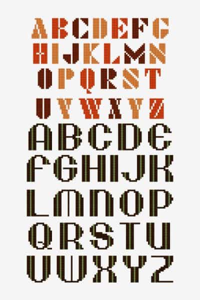 litery alfabetu haftu krzyżykowego